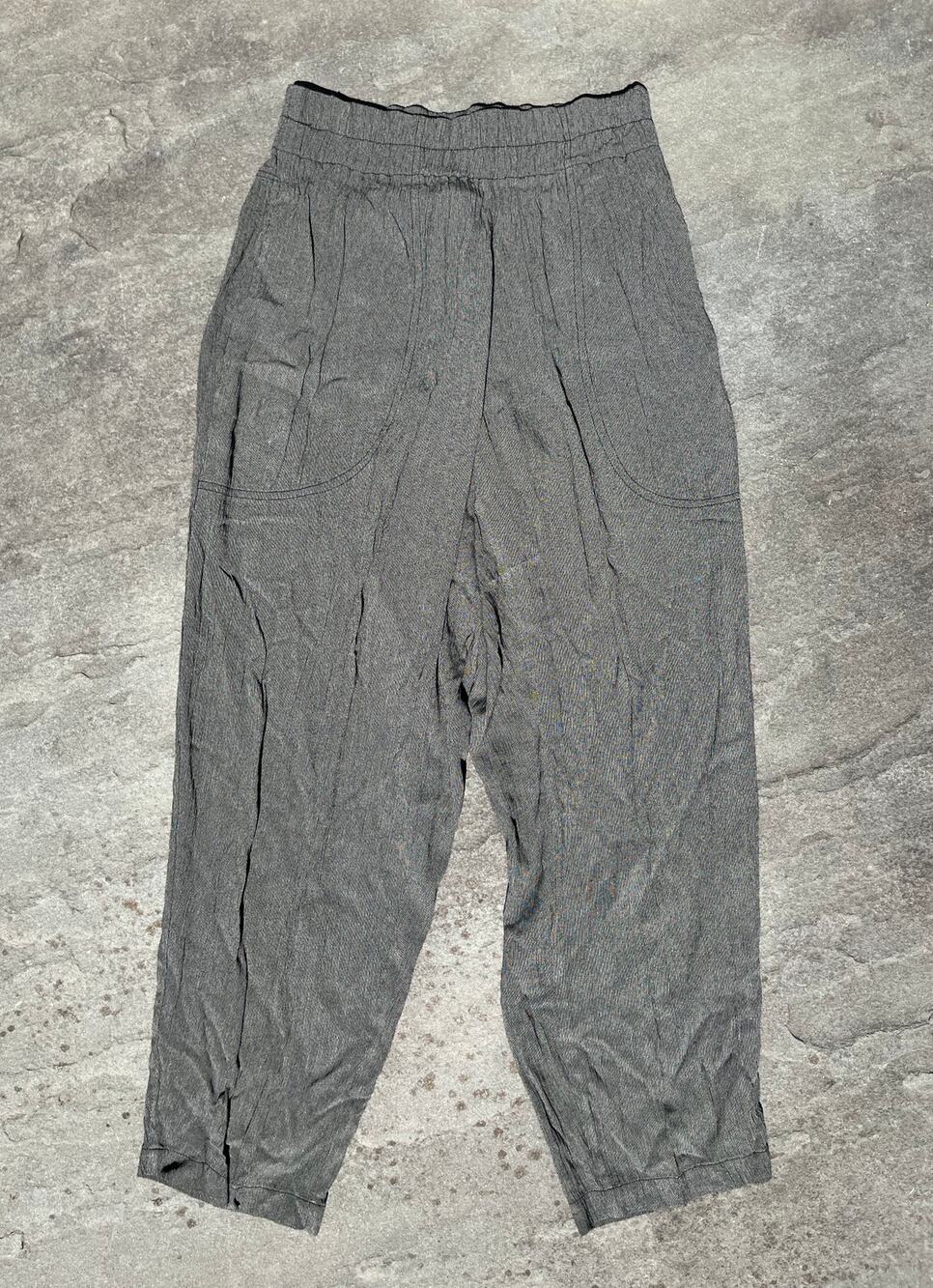 Vintage Olive Rayon High Rise Elastic Waist Trousers Olive Green XS